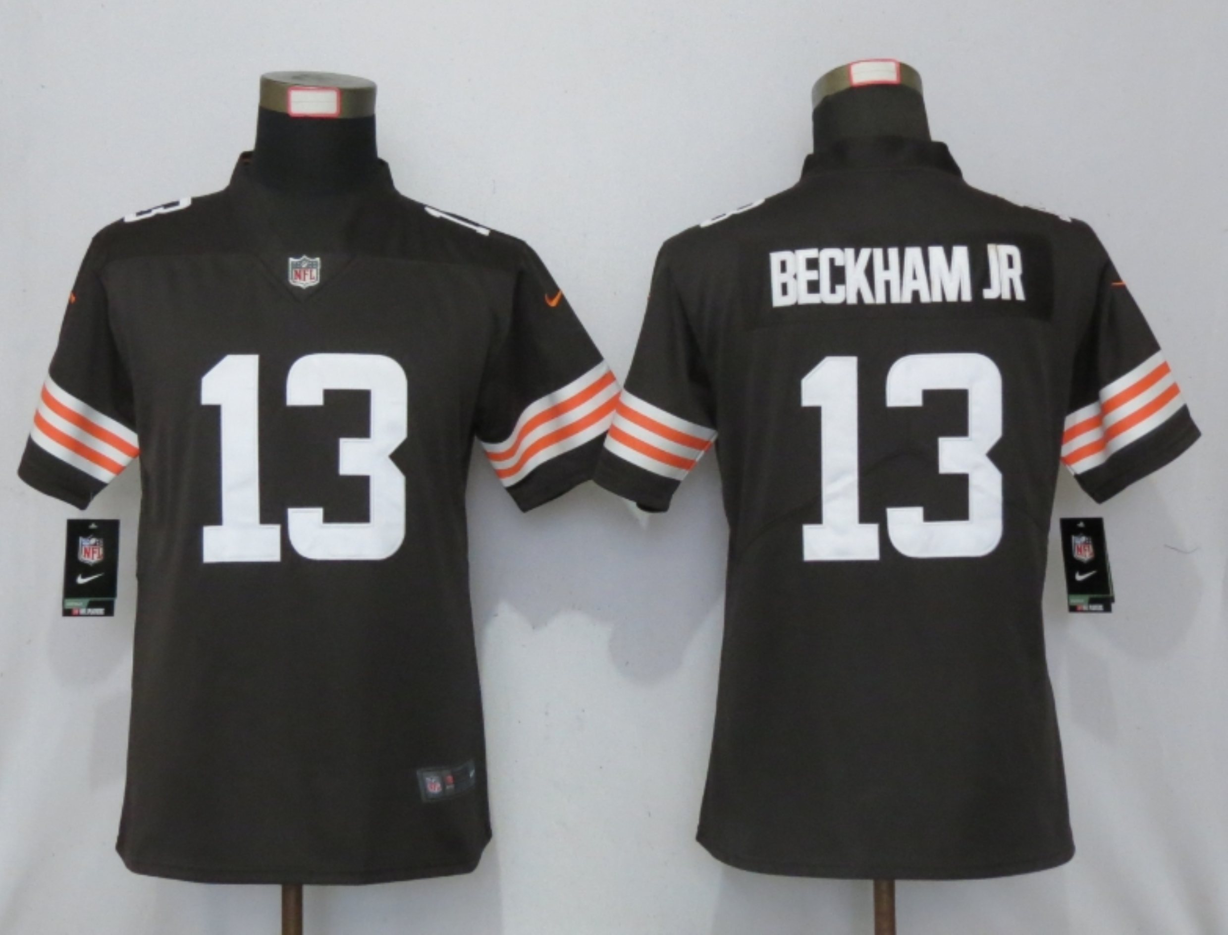 Women New Nike Cleveland Browns #13 Beckham jr Brown Vapor Elite Playe->women nfl jersey->Women Jersey